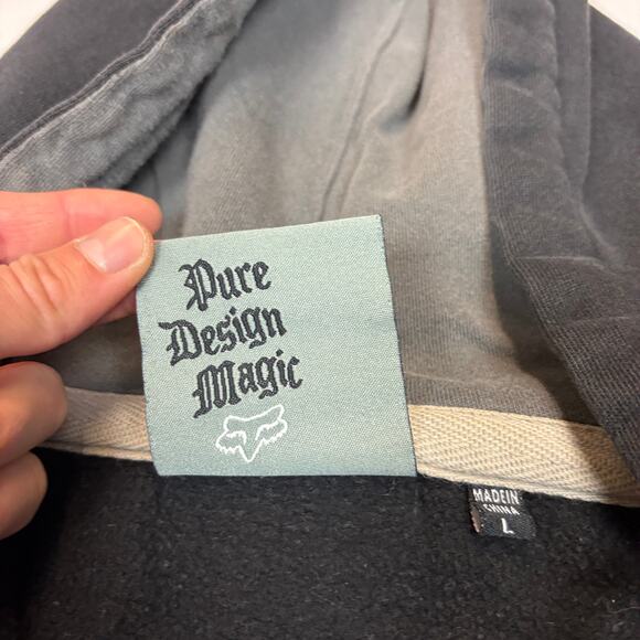 Vintage Fox Racing Full Zip Hoodie Men's Large Y2K Grunge - Picture 5 of 12